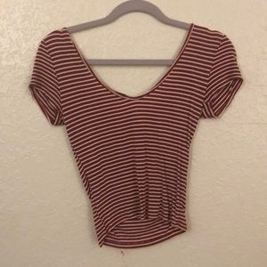 Red and white striped crop top